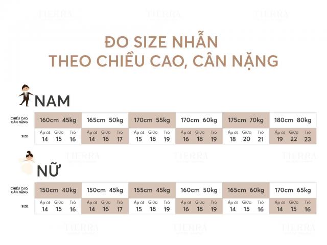 Cách đo size nhẫn nữ theo chiều cao và cân nặng